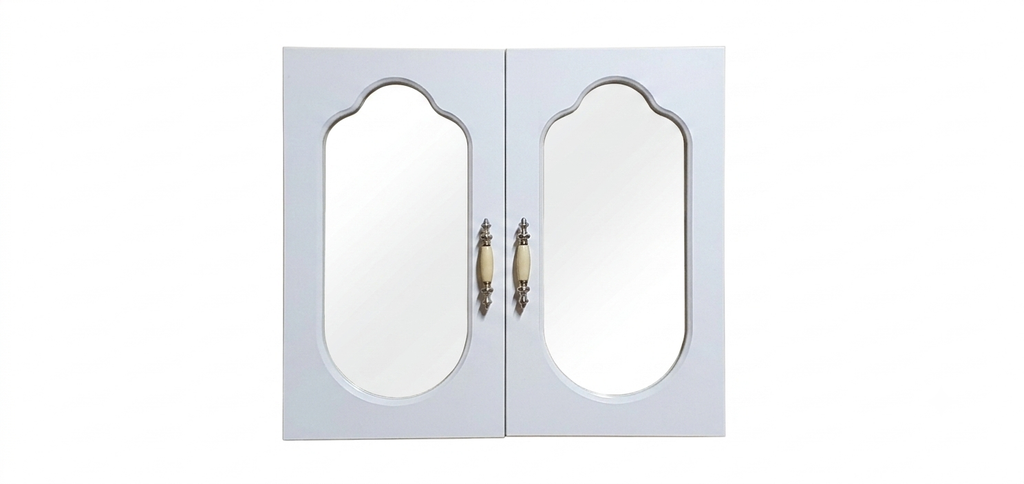 White Wall-Mounted Bathroom Cabinet with Mirror