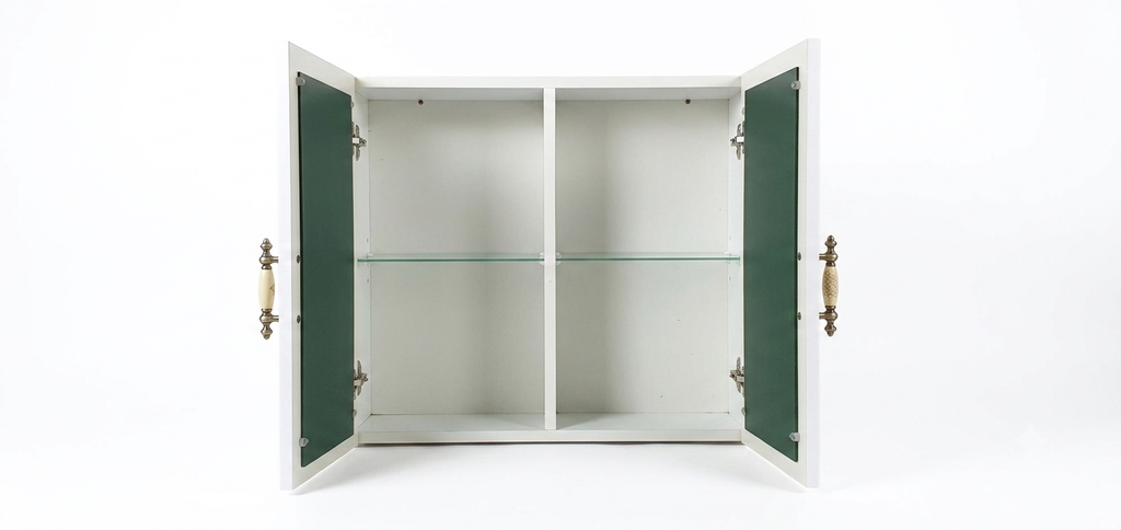 White Wall-Mounted Bathroom Cabinet with Mirror
