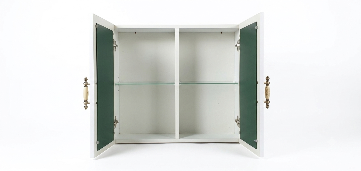 White Wall-Mounted Bathroom Cabinet with Mirror