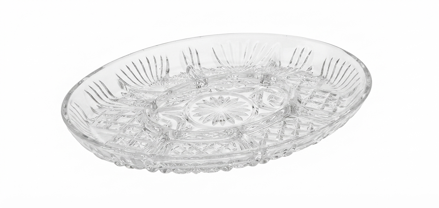 Cut-Glass Oval Serving Tray