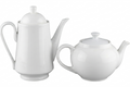 White Ceramic Teapot and Coffee Pot Set