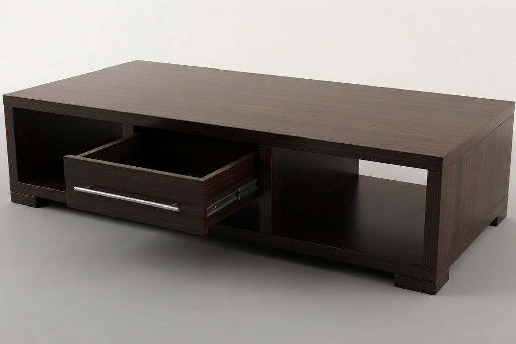 Large Dark Wood Coffee Table with Storage