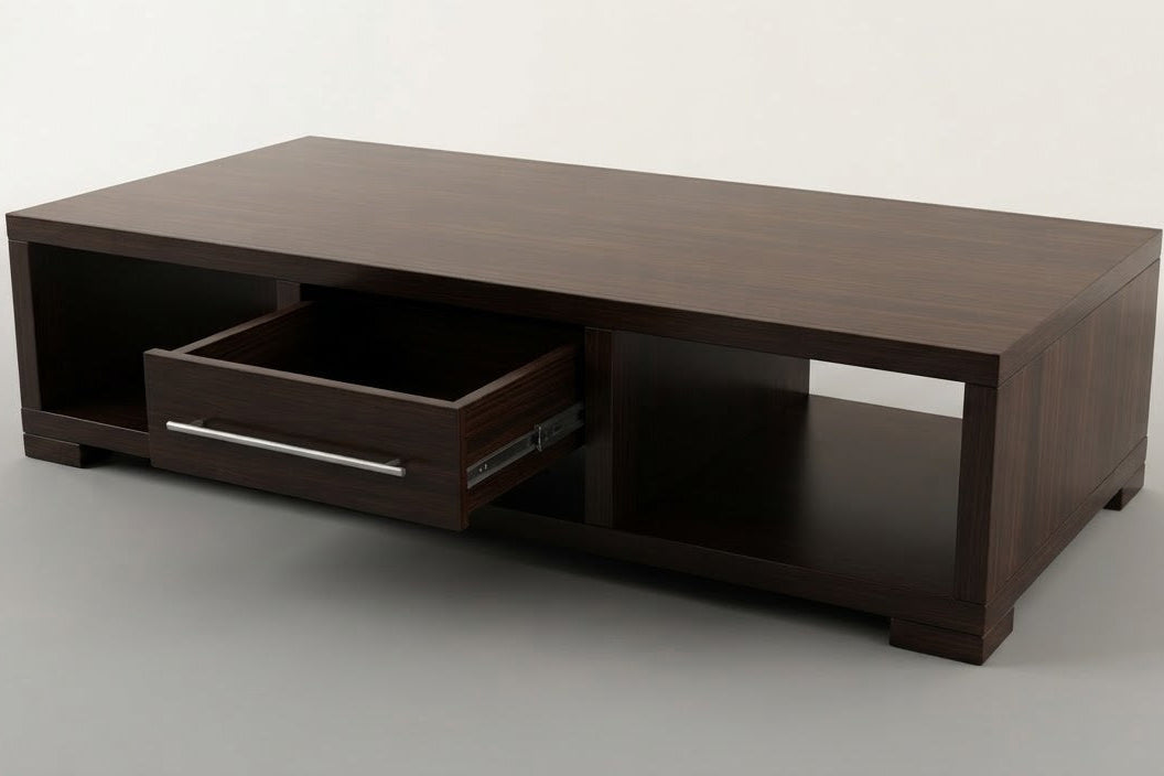 Large Dark Wood Coffee Table with Storage