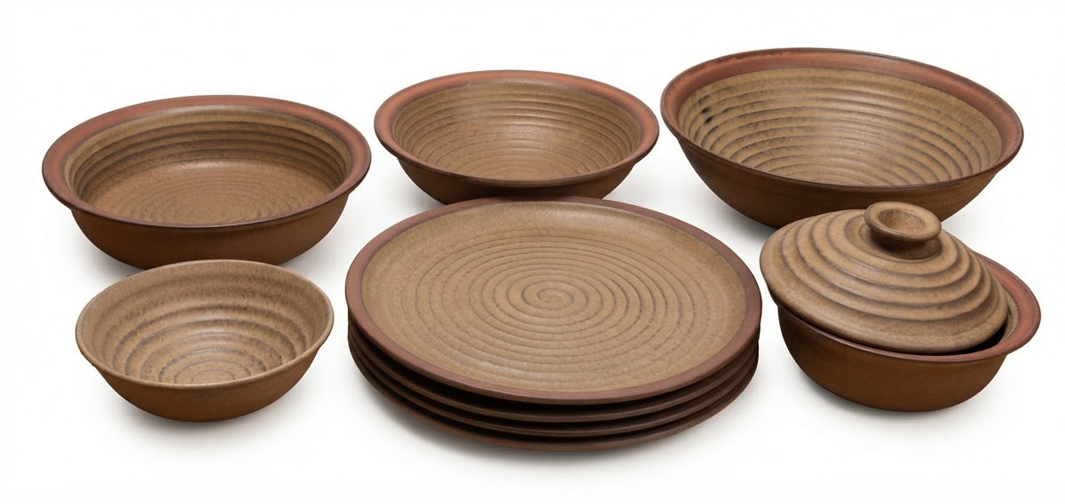 Brown Stoneware Dinnerware and Bakeware Collection