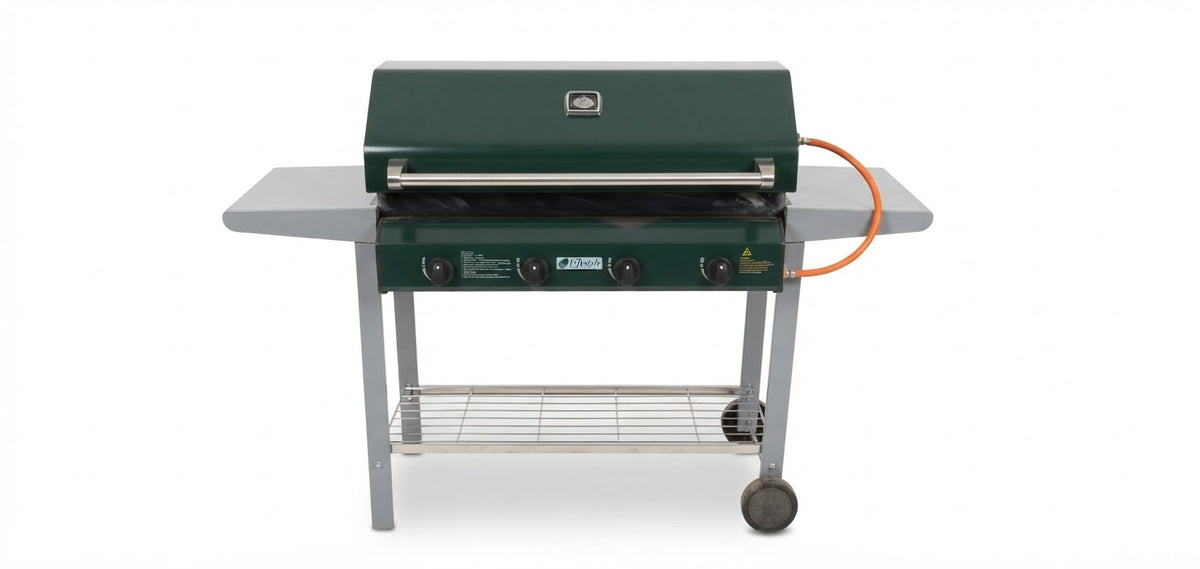 4-Burner Green and Grey Gas Braai