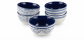 Blue and White Patterned Bowl Set of Five